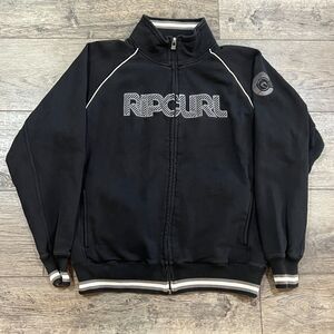 Vintage Y2K Rip Curl Full Zip Sweatshirt Jacket Black White - Men's Size XL